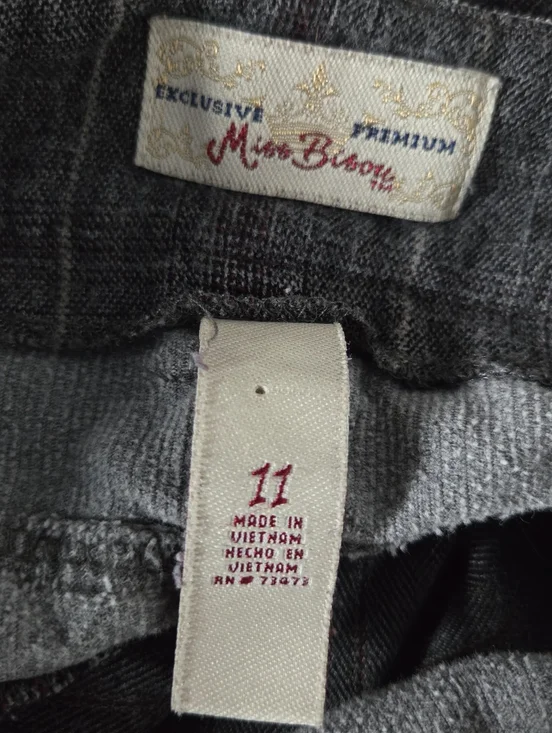 Y2k vintage grey denim layered skirt attached belt zip pockets Sz 11 Miss Bisou - Picture 4 of 4